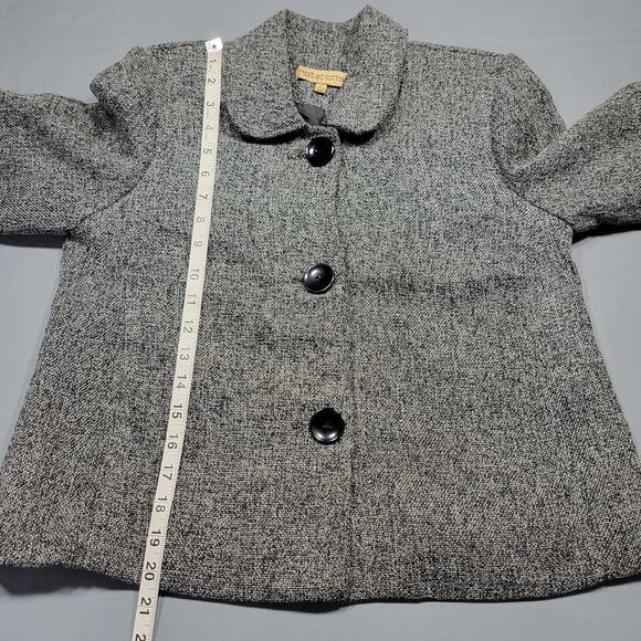 Notations Gray Charcoal Crop Jacket Preppy 3/4 Sleeves Button Up Women's Size S - Picture 8 of 10